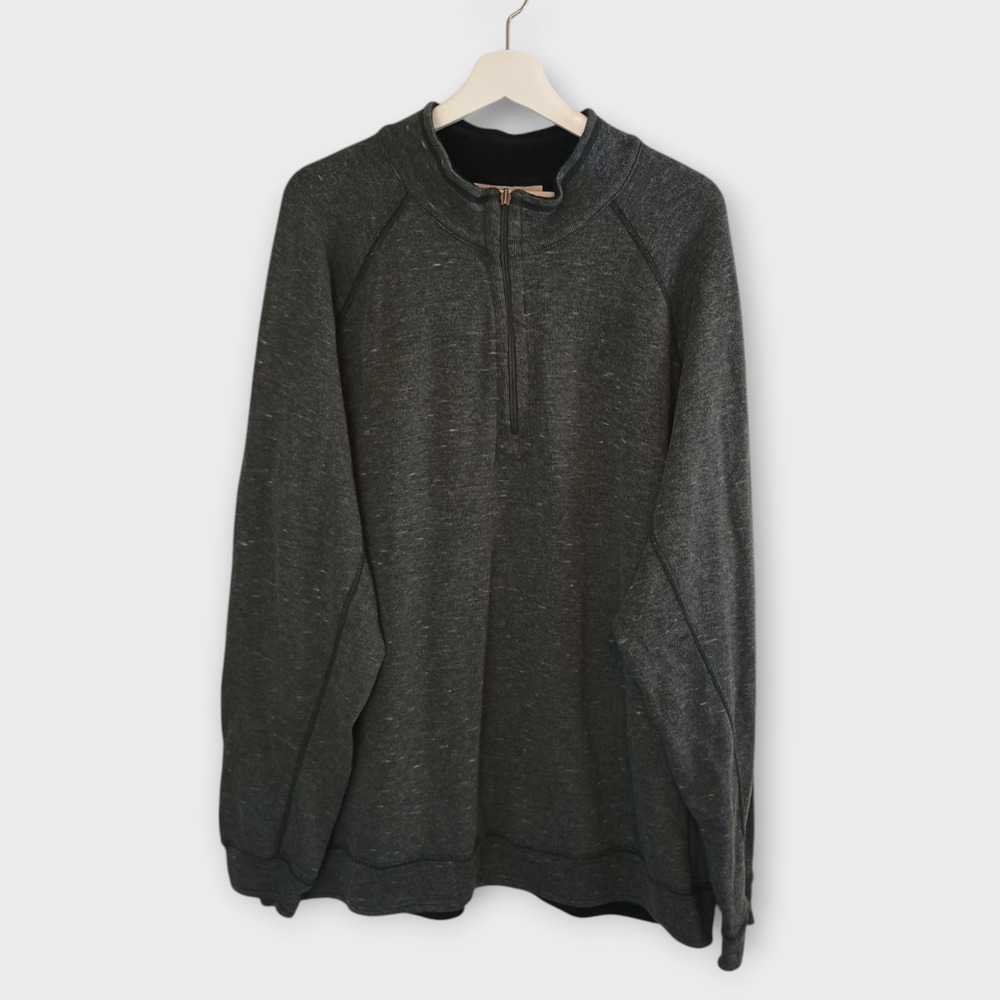 Tommy Bahama Reversible Sweater Mens 3XL Gray Black Half Zip Casual Pullover
